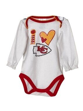 NFL Kansas City Chiefs Baby Girls 6-9M Onesie Bodysuit Lng-Slv Glitter Bling